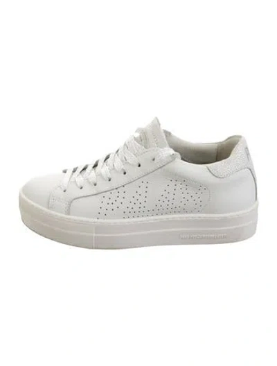 Pre-owned P448 Leather Graphic Print Sneakers In White