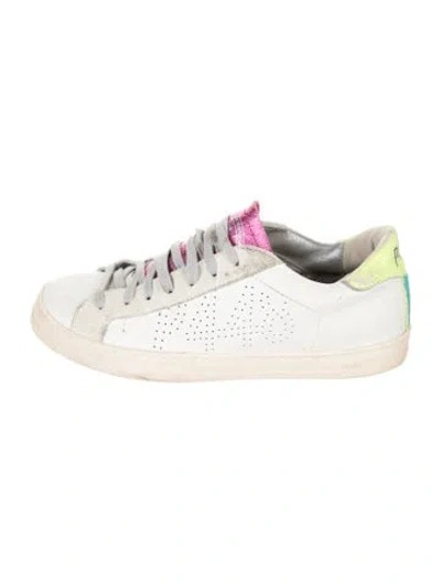 Pre-owned P448 Leather Graphic Print Sneakers In White