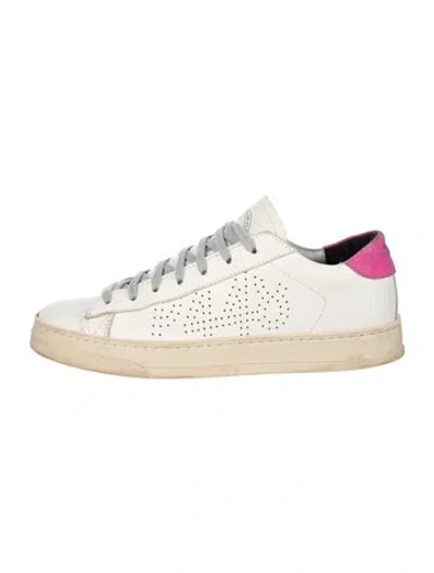 Pre-owned P448 Leather Graphic Print Sneakers In White