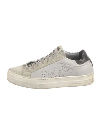 Pre-owned P448 Leather Graphic Print Sneakers In White