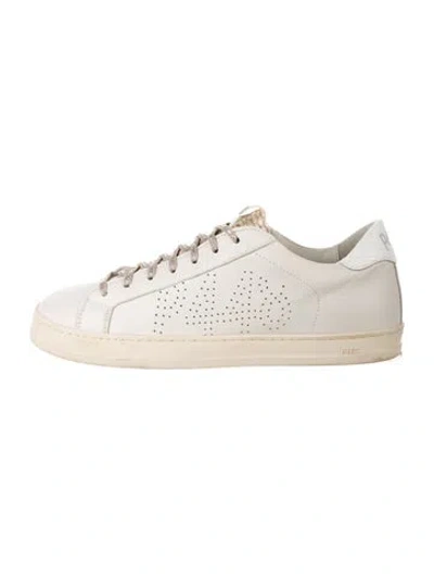 Pre-owned P448 Leather Graphic Print Sneakers In White
