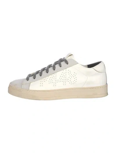 Pre-owned P448 Leather Graphic Print Sneakers In White