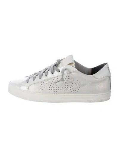 Pre-owned P448 Leather Graphic Print Sneakers In White