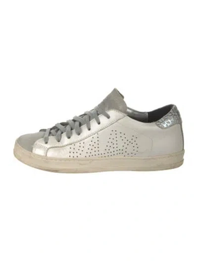 Pre-owned P448 Leather Graphic Print Sneakers In White