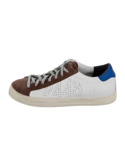 Pre-owned P448 Leather Graphic Print Sneakers In White