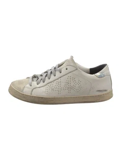 Pre-owned P448 Leather Graphic Print Sneakers In White
