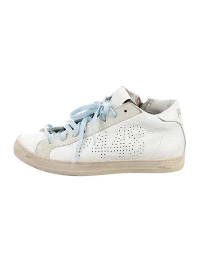 Pre-owned P448 Leather Graphic Print Sneakers In White