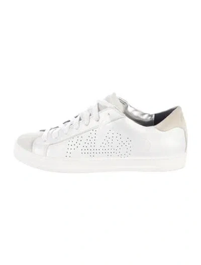 Pre-owned P448 Leather Graphic Print Sneakers In White