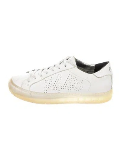 Pre-owned P448 Leather Graphic Print Sneakers In White