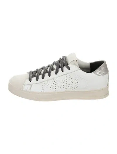 Pre-owned P448 Leather Graphic Print Sneakers In White