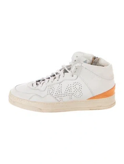 Pre-owned P448 Leather Graphic Print Sneakers In White