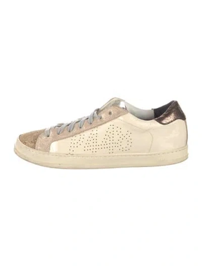 Pre-owned P448 Leather Lace Pattern Sneakers In Neutrals