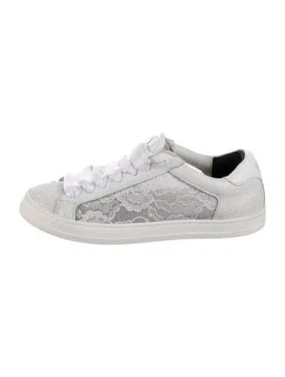 Pre-owned P448 Leather Lace Pattern Sneakers In White