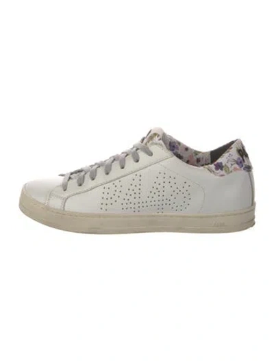 Pre-owned P448 Leather Lasercut Accents Sneakers In White