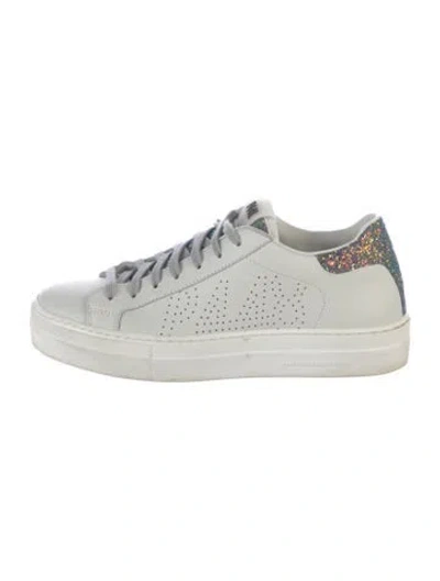 Pre-owned P448 Leather Lasercut Accents Sneakers In White