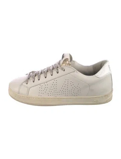 Pre-owned P448 Leather Lasercut Accents Sneakers In White