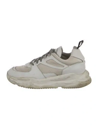 Pre-owned P448 Leather Leather Trim Embellishment Athletic Sneakers In Neutrals/white