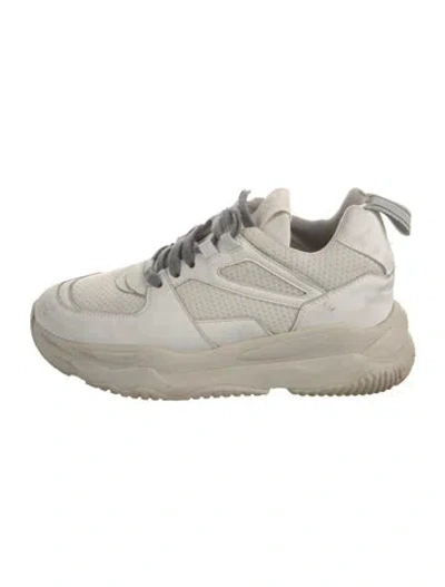 Pre-owned P448 Leather Leather Trim Embellishment Athletic Sneakers In White