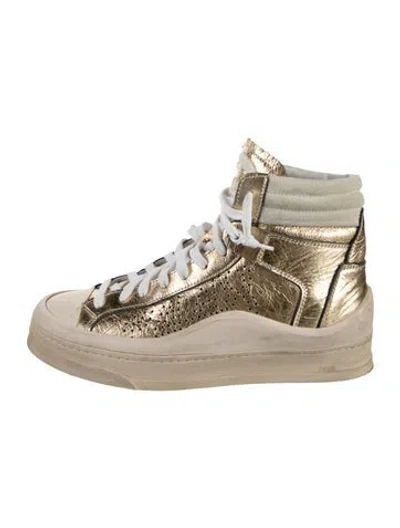 Pre-owned P448 Leather Patterned Sneakers In Gold/neutrals