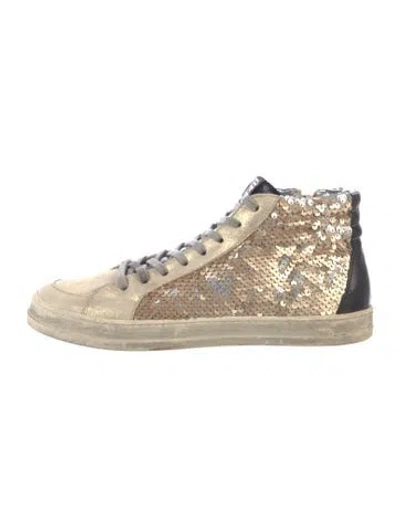 Pre-owned P448 Leather Patterned Sneakers In Neutrals
