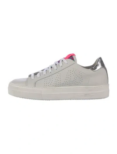 Pre-owned P448 Leather Plaid Print Sneakers In White