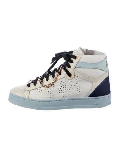 Pre-owned P448 Leather Printed Sneakers In Blue
