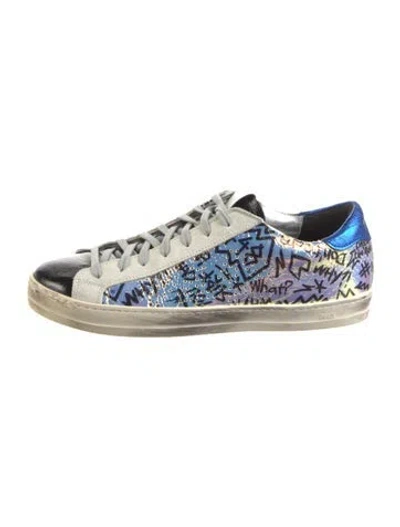 Pre-owned P448 Leather Printed Sneakers In Gray