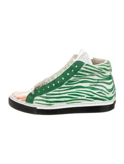Pre-owned P448 Leather Printed Sneakers In Green