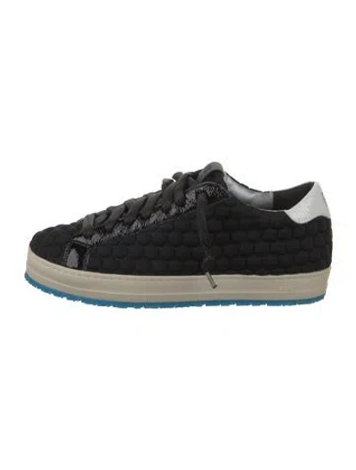 Pre-owned P448 Leather Trim Embellishment Sneakers In Black