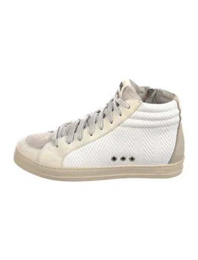 Pre-owned P448 Leather Tweed Pattern Sneakers In Grey/white