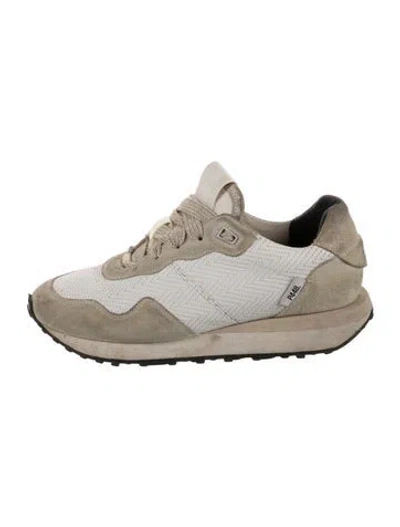 Pre-owned P448 Leather Tweed Pattern Sneakers In Multi
