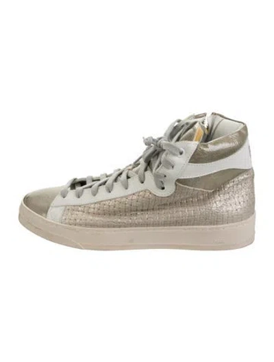 Pre-owned P448 Leather Tweed Pattern Sneakers In Neutrals