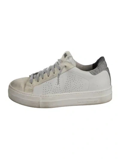 Pre-owned P448 Leather Tweed Pattern Sneakers In Neutrals/white
