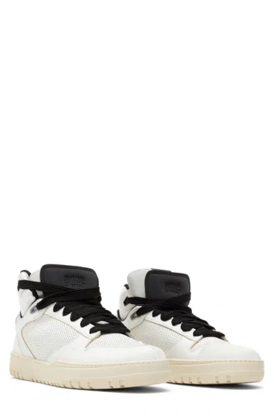 P448 Marvin Mid Top Sneaker In White Perforated