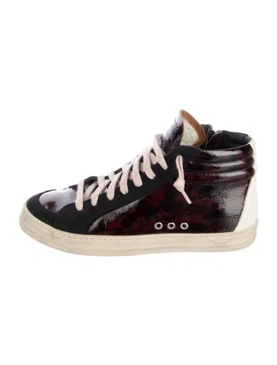 Pre-owned P448 Patent Leather Printed Sneakers In Black