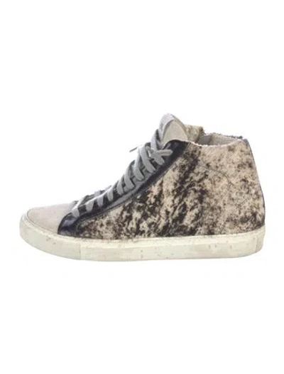 Pre-owned P448 Ponyhair Animal Print Sneakers In Black/white