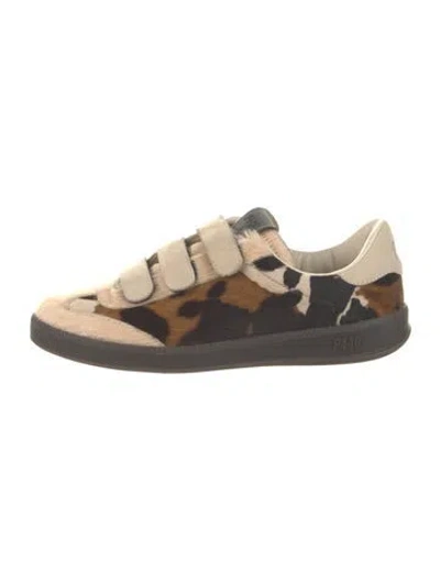 Pre-owned P448 Ponyhair Animal Print Sneakers In Brown