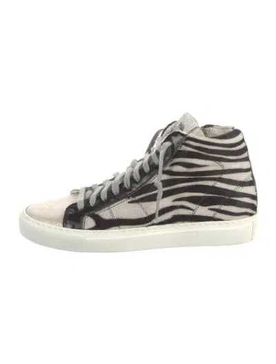 Pre-owned P448 Ponyhair Animal Print Sneakers In Silver