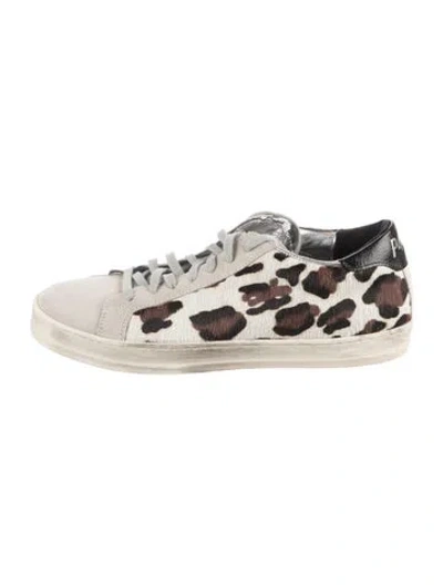 Pre-owned P448 Ponyhair Animal Print Sneakers In White
