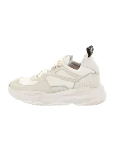 Pre-owned P448 Ponyhair Leather Trim Embellishment Sneakers In Neutral