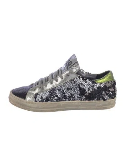 Pre-owned P448 Sequins Patterned Sneakers In Black/metallic