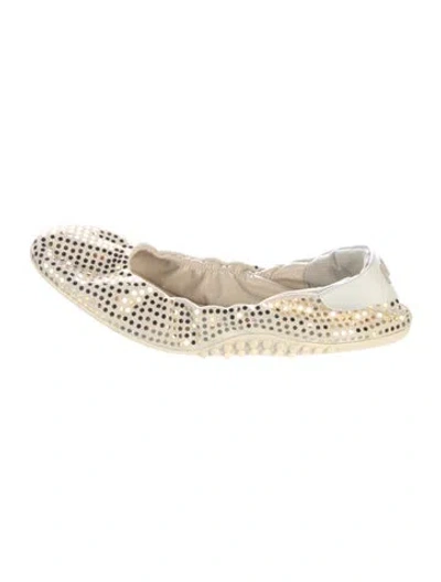 Pre-owned P448 Sequins Polka Dot Print Ballet Flats In Neutrals