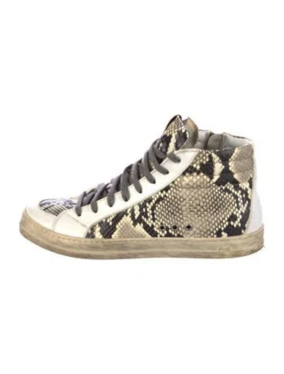 Pre-owned P448 Snakeskin Animal Print Sneakers In Neutral