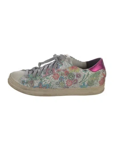 Pre-owned P448 Snakeskin Floral Print Sneakers In Neutral