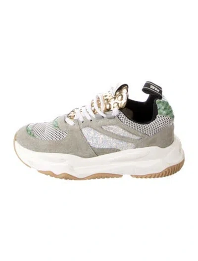 Pre-owned P448 Suede Animal Print Chunky Sneakers In Neutrals