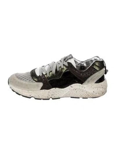 Pre-owned P448 Suede Animal Print Sneakers In Grey