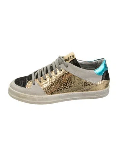 Pre-owned P448 Suede Animal Print Sneakers In Metallic/silver