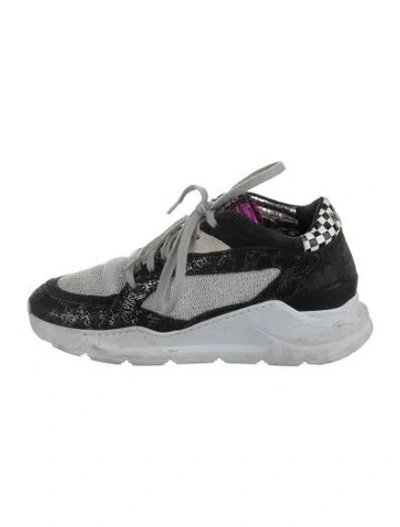 Pre-owned P448 Suede Colorblock Pattern Chunky Sneakers In Multicolor