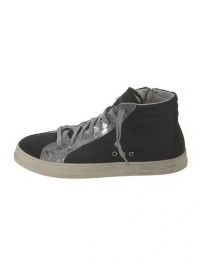 Pre-owned P448 Suede Colorblock Pattern Sneakers In Black