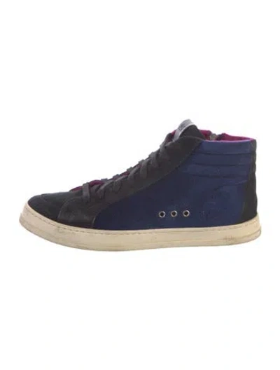 Pre-owned P448 Suede Colorblock Pattern Sneakers In Black